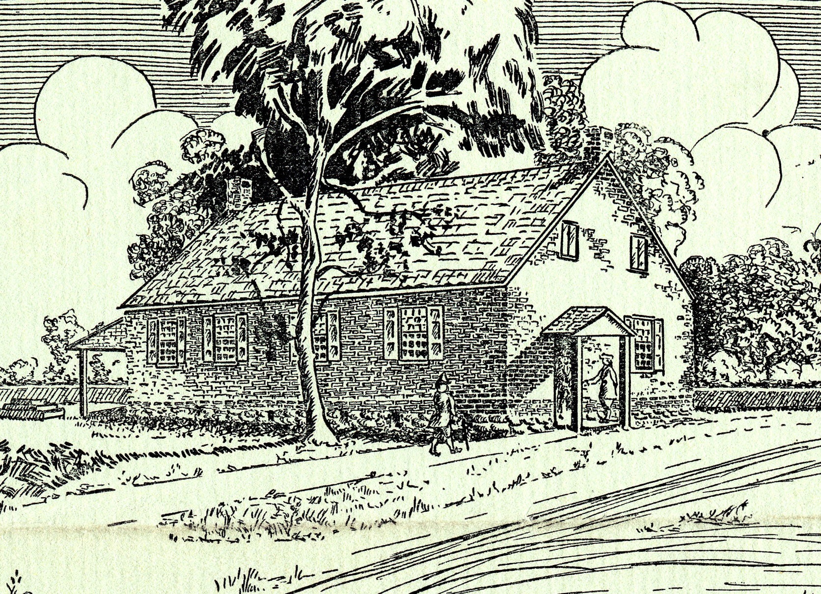 drawing of Quaker Meeting House
